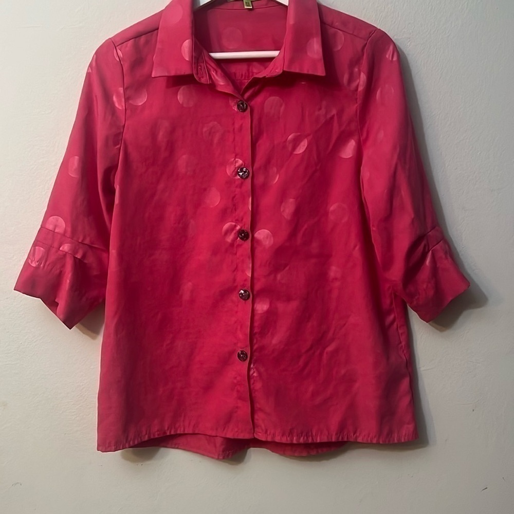 Trisha tyler hot pink blouse button down size s